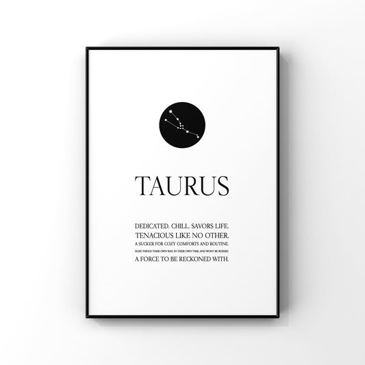 Taurus print,Taurus wall art,Zodiac Taurus print,Taurus constellation,Taurus gift,Zodiac print,Astrology print,Star sign,Zodiac birthday
