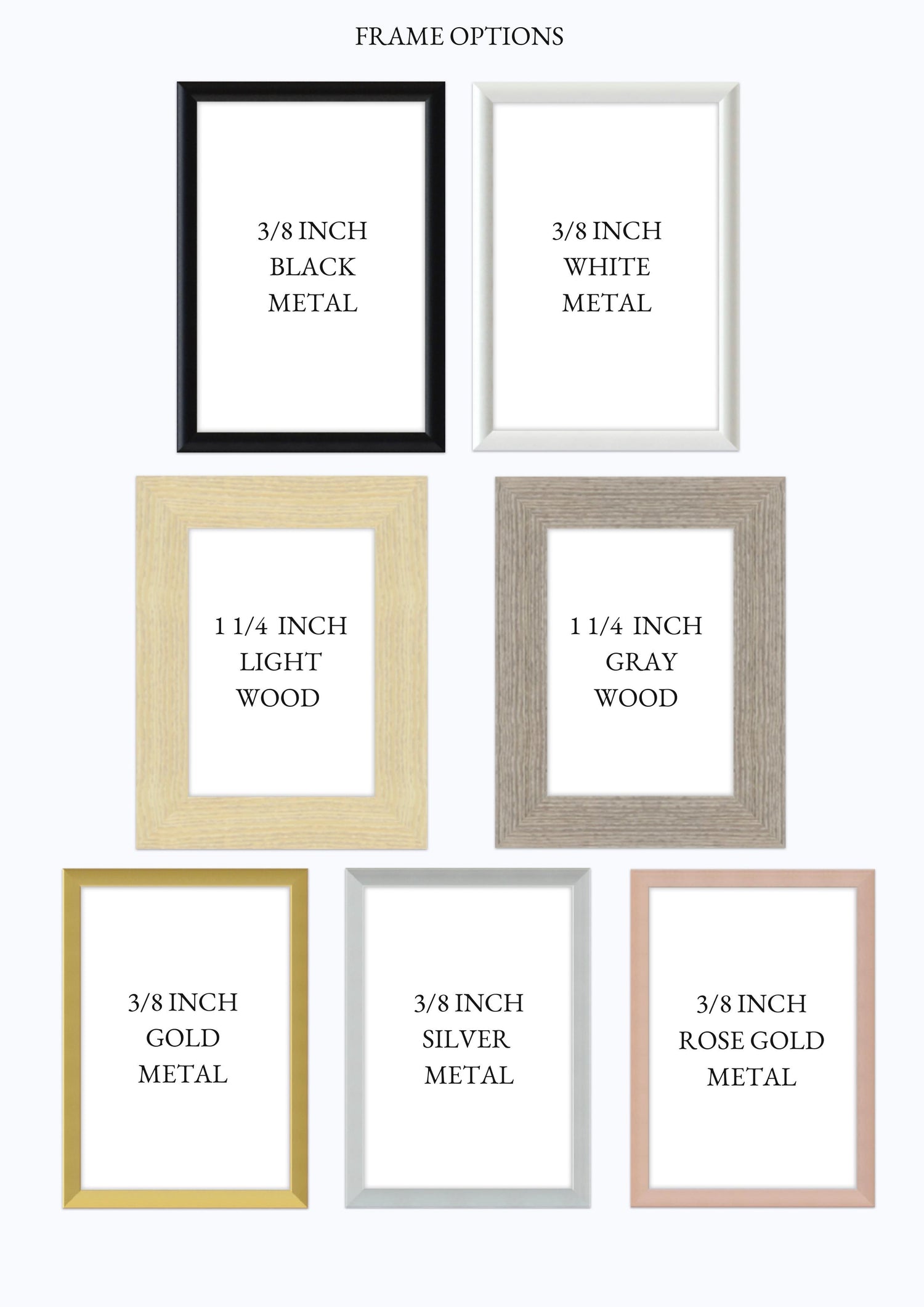 a set of four frames with different sizes and colors