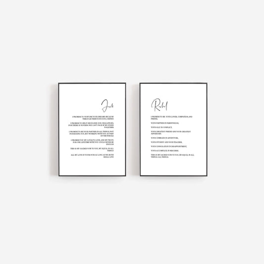 Custom matching his and hers wedding vows print,Custom wedding vows,Custom wedding vows,Wedding vows prints (set of 2),Anniversary gift