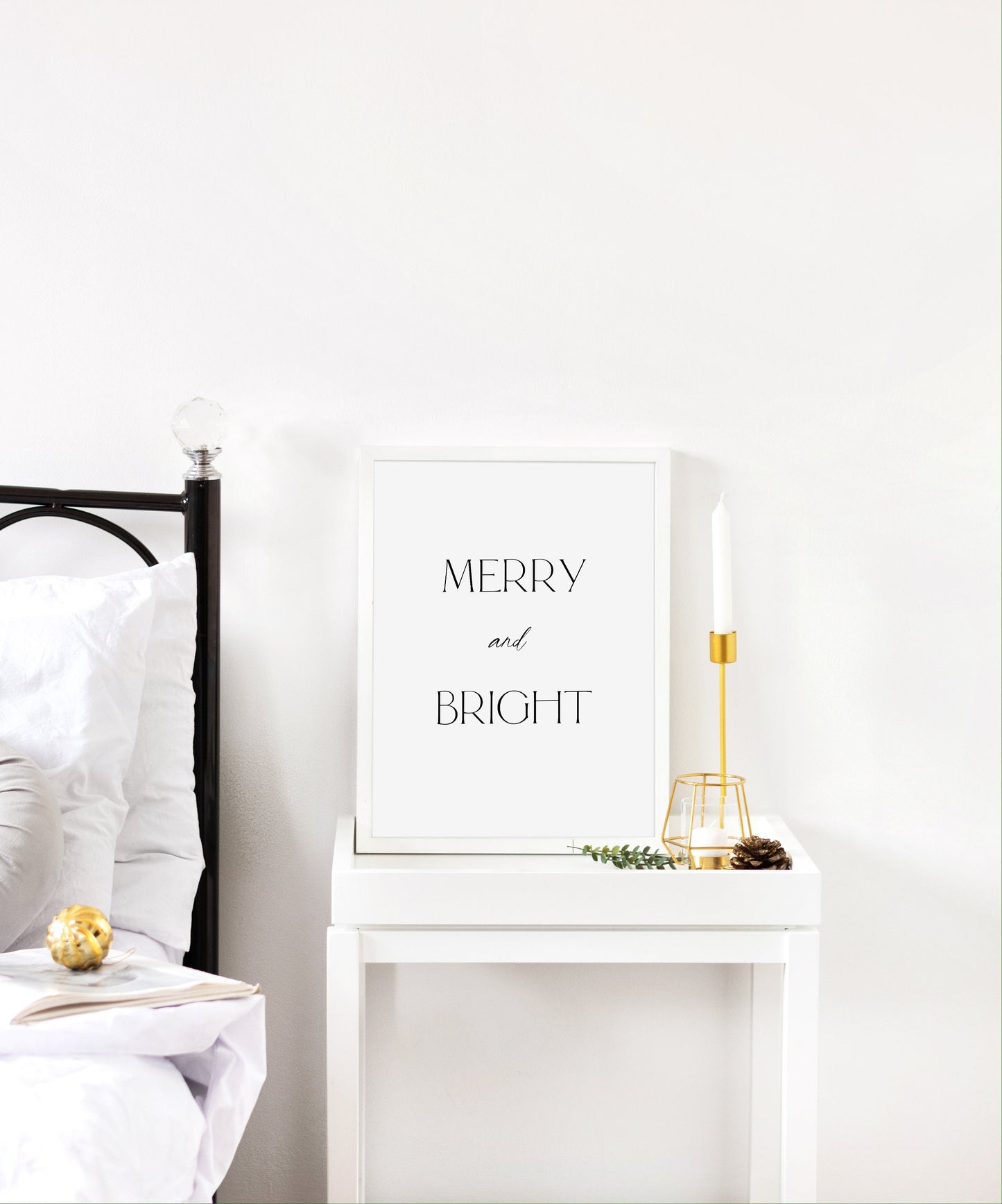 Merry and bright print, Christmas decor, Christmas wall art, Christmas quote, Christmas print,Fireplace mantel decor,Winter print,Minimalist