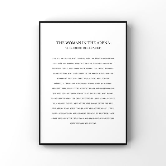 The woman in the arena,Theodore Roosevelt quote,Feminism print,Daring Greatly,Inspirational print,Motivational saying,Encouragement gift