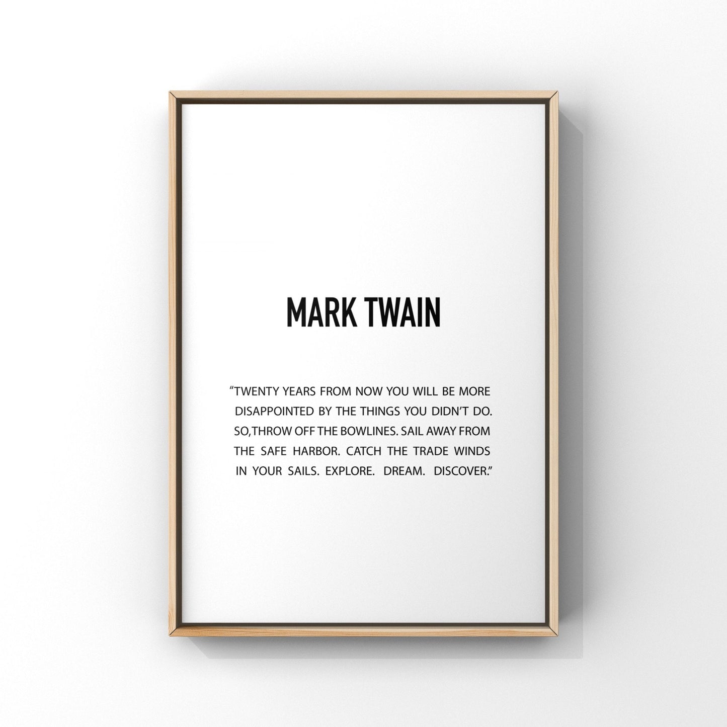 Twenty years from now,Mark Twain quote,Graduation gift,Inspirational print,Motivational saying,Quote wall art,Explore dream discover