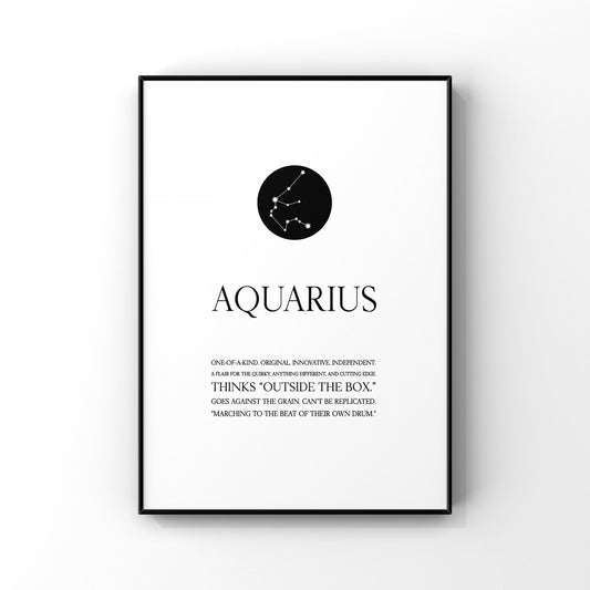 Aquarius print,Aquarius wall art,Zodiac Aquarius print,Aquarius constellation,Aquarius gift,Zodiac print,Aquarius birthday gift