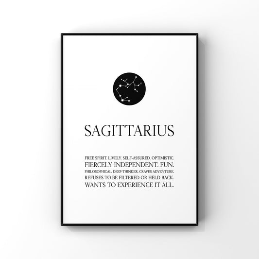 Sagittarius print,Sagittarius wall art,Zodiac Sagittarius print,Sagittarius constellation,Sagittarius gift,Zodiac print,Astrology print