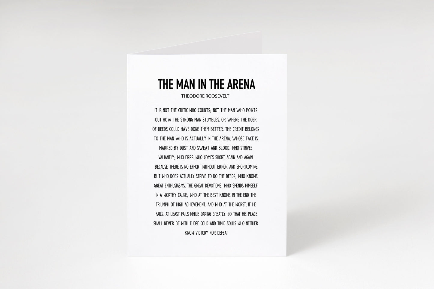 The man in the arena,Roosevelt quote,Empowering card,In the arena,Motivational card,Inspirational quote,Encouraging card,Graduation card