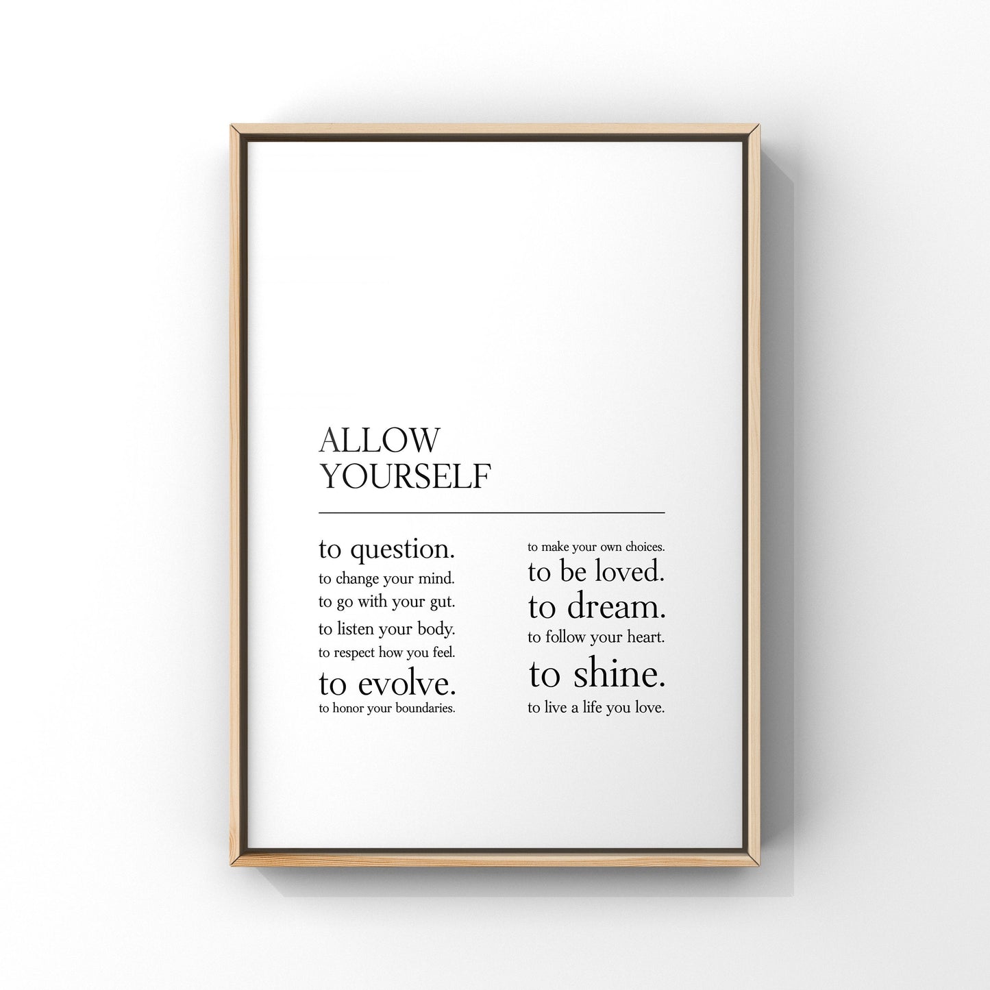 Allow yourself,Inspirational wall art,Motivational quote print,Positive quote,Wall art,Encouragement gift,Mindset,Self-growth,Self-care